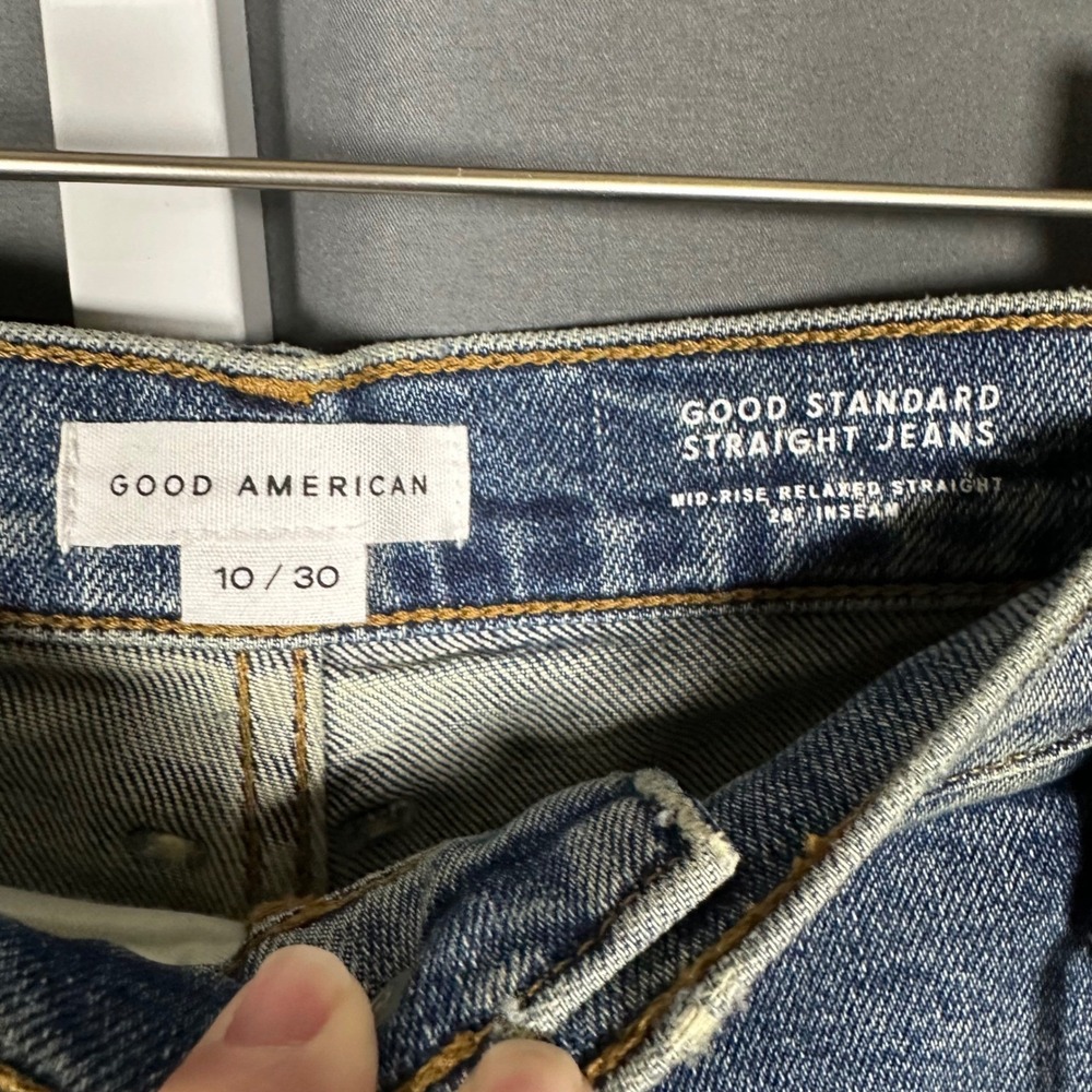 NWT Good American Standard Straight Jeans Sz 10 30 Indigo868 28 Inseam Mid-rise - Picture 3 of 10